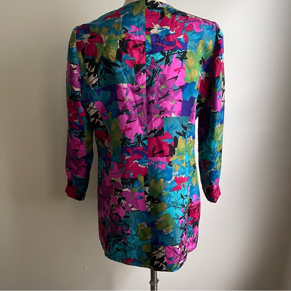 Anne Crimmins Umi Collection Silk Jacquard Floral Evening Blazer Jacket 10 - Picture 3 of 11